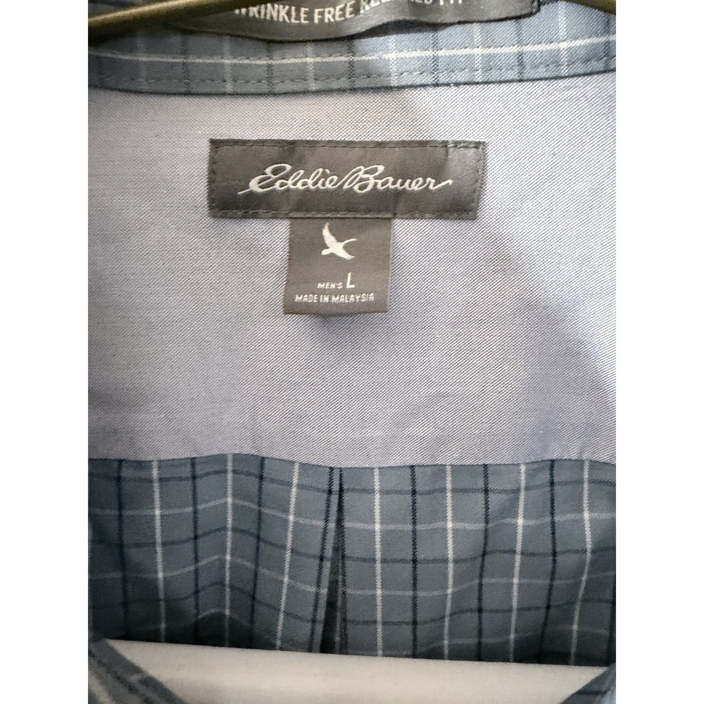 Eddie Bauer Men's Plaid Pocket Wrinkle Free Button Down Dress Shirt Size Large